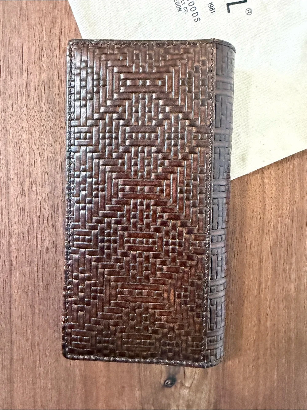 Will Leather Goods Brown Woven Leather Long Wallet